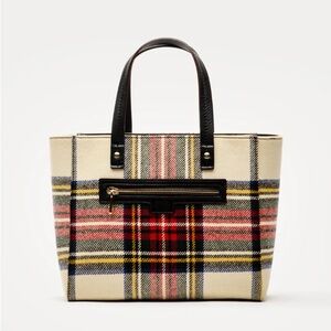 Frances Valentine Plaid Satchel - Black, Red, Yellow